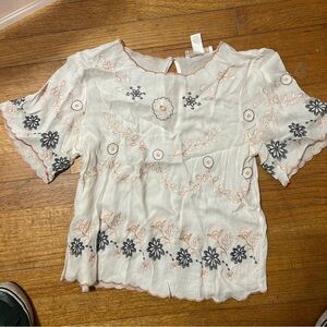 Embroidered scalloped blouse size S